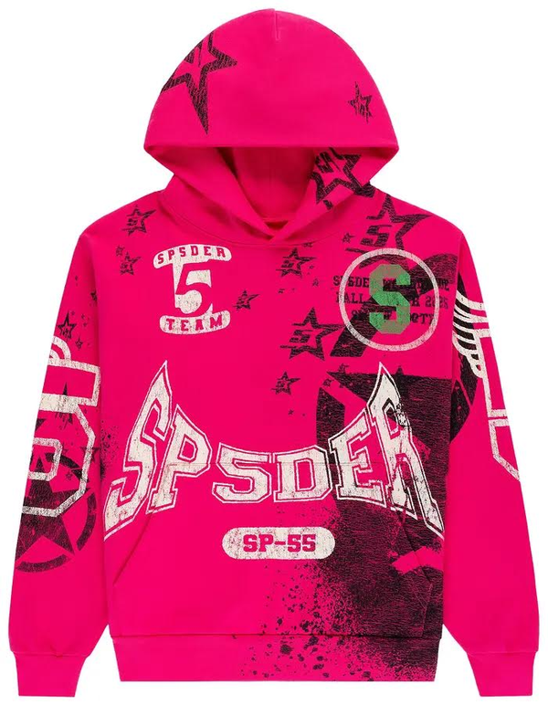 Sp5der Stencil Hoodie 'Pink'