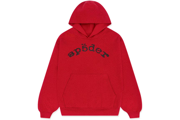 Sp5der VVS Hoodie Red W/ Rhinestones