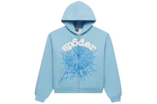 Sky blue Sp5der OG Web Zip Up Hoodie (SS26)