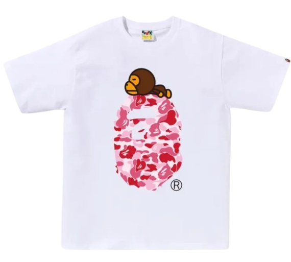 A Bathing Ape ABC Camo Milo On Big Ape Tee (white / pink)