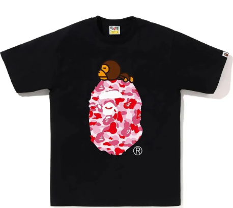 A Bathing Ape ABC Camo Milo On Big Ape Tee (black / pink)