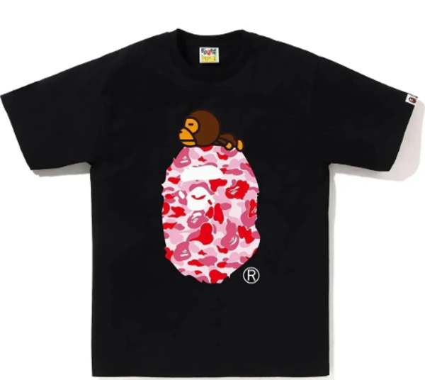 A Bathing Ape ABC Camo Milo On Big Ape Tee (black / pink)