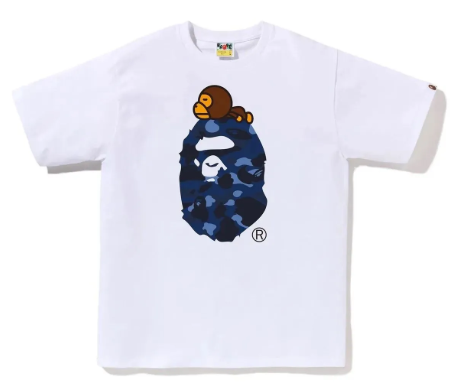 A Bathing Ape ABC Camo Milo On Big Ape Tee (white/dark blue)