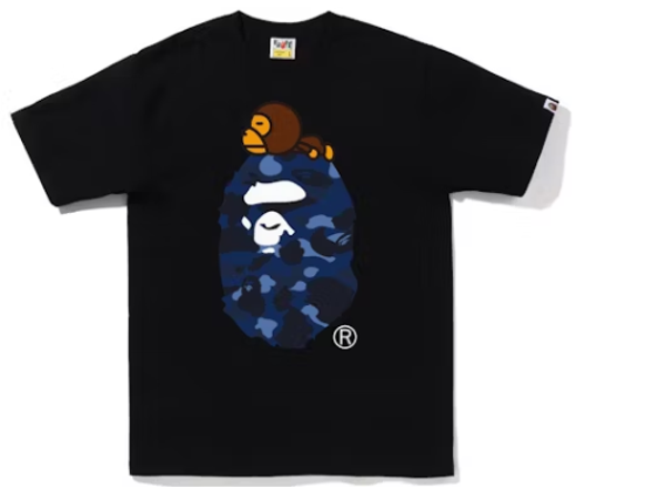 A Bathing Ape ABC Camo Milo On Big Ape Tee (black/dark blue)