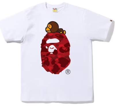 A Bathing Ape ABC Camo Milo On Big Ape Tee (white/dark red)