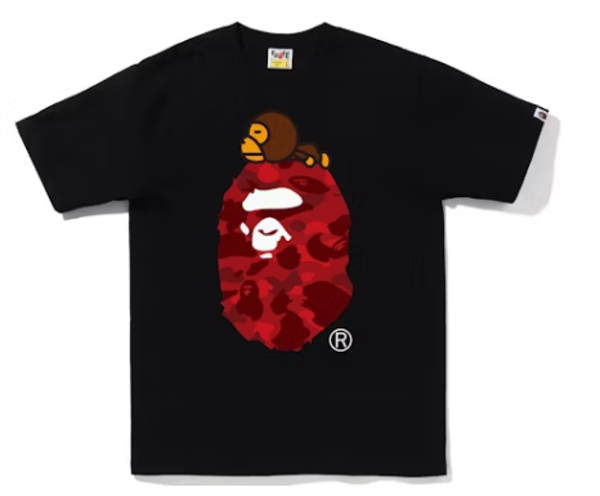 A Bathing Ape ABC Camo Milo On Big Ape Tee (black/dark red)