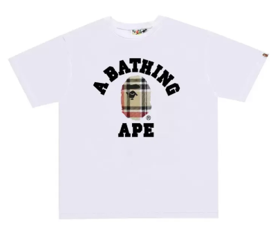 BAPE x Burberry Check College Tee white