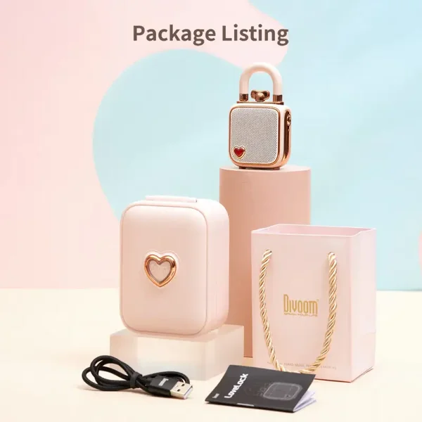 Divoom Love-Lock - Altavoz Bluetooth Caja de Sonido Retro Rosa