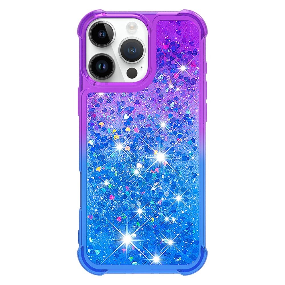 Funda para iPhone 16 Pro Max de la serie YB Quicksand-3, diseño degradado Quicksand TPU - Púrpura+Azul Celeste