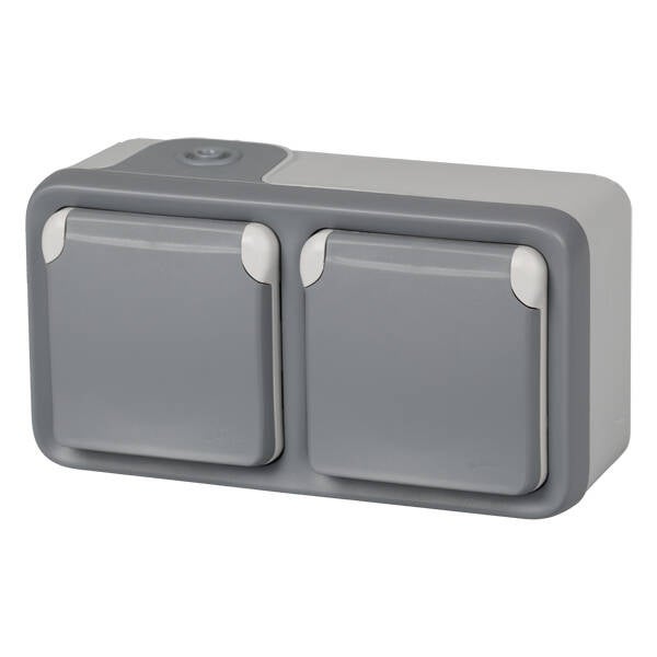 ENCHUFE DOBLE C/TT SUPERFICIE IP55 GRIS LEGRAND - 191505