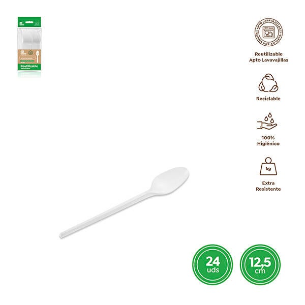 CUCHARILLA BASICA PS REUT. BLANCA B/24 MAXIPRODUCT 125 MM 1153R