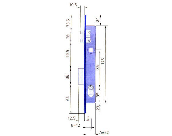CERRADURA EMBUTIR MET HN/CL CVL 12 MM 1963/5