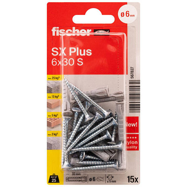 TACO + TIRAFONDO SX PLUS-6 15 UDS FISCHER - 567827