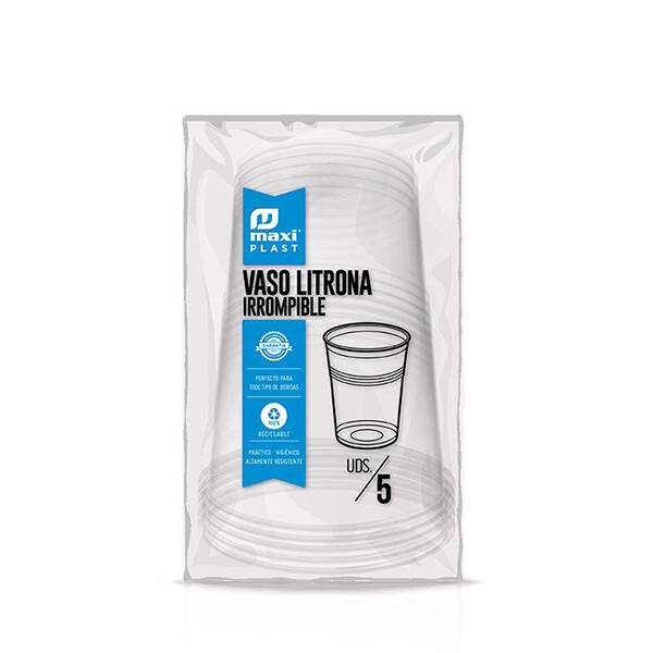 VASO DESECHABLE PP LITRONA TR B/5 MAXI - 1204