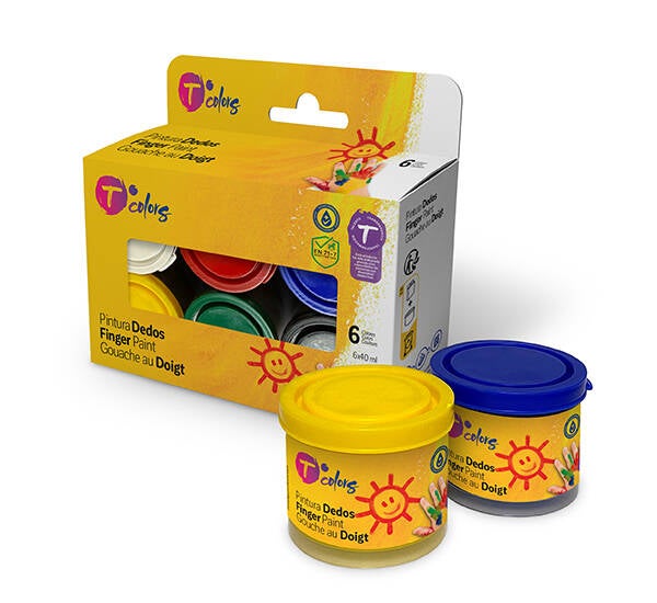 PINTURA DEDOS SET-6 COLORES SURT TCOLORS 6X40 ML 51119