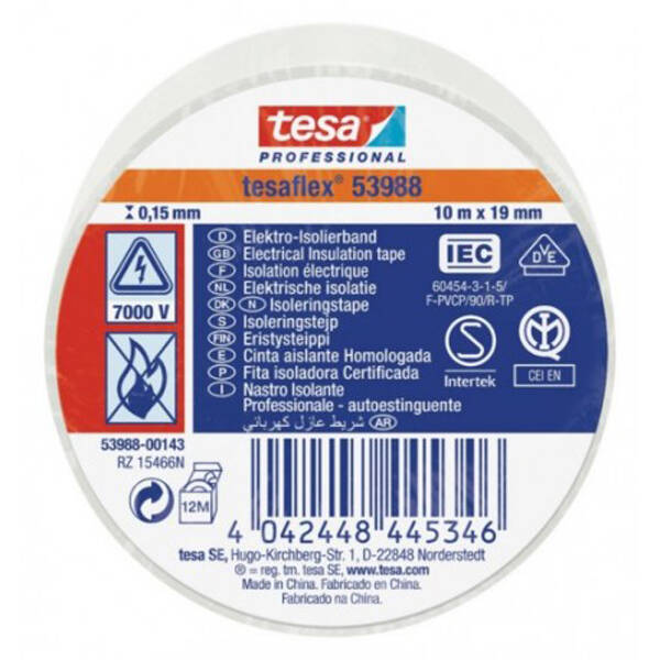 CINTA AISLANTE BLANCA TESAFLEX 25 MX25 MM 53988-00141-00