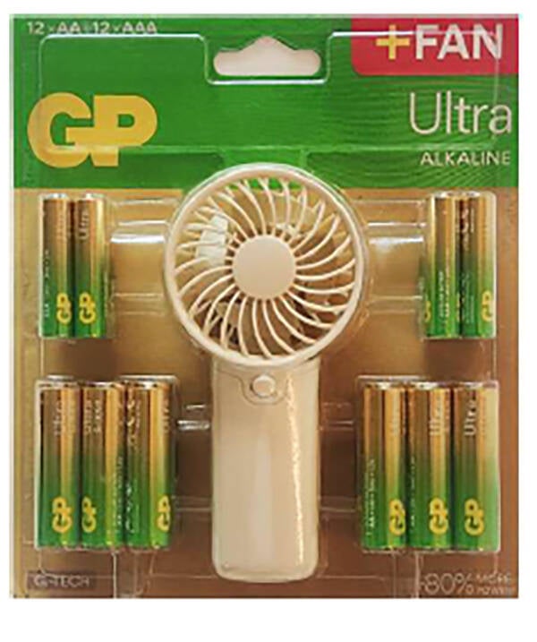 PACK 24 PILA ALCALI. AA LR06+AAA LR03+VENTILADOR GP 1,5 V GPPCA15AV836
