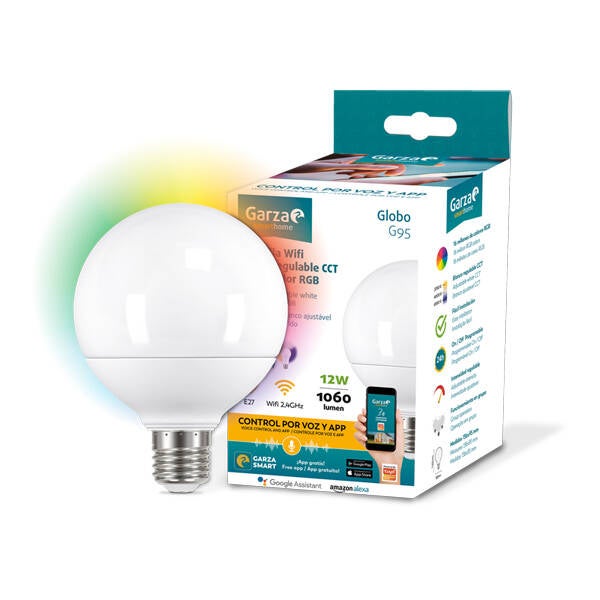 LAMPARA LED WIFI E27 RGB GLOBO REGU 1060LM GARZA 12 W 401277
