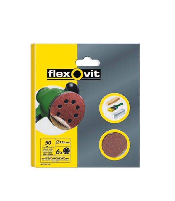 DISCO LIJA VELCRO 6 AGUJ PQ 6 FLEXOVIT 150 MM