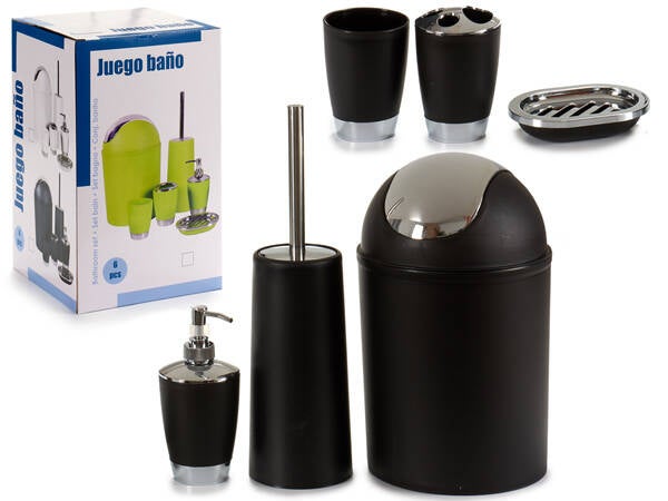 JUEGO BAÑO 6PZ CUBO 3 L NEGRO ARTE REGAL - 52737
