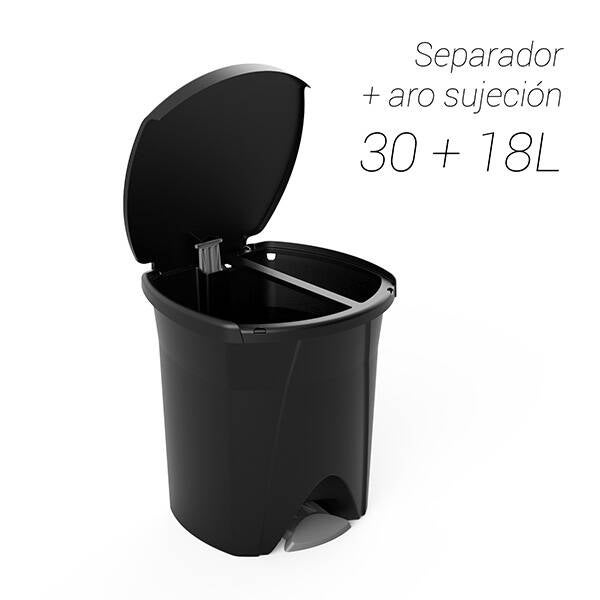 CUBO PEDAL NATURE NEGRO PLASTIKEN 30 L+18 L 6448 NEG