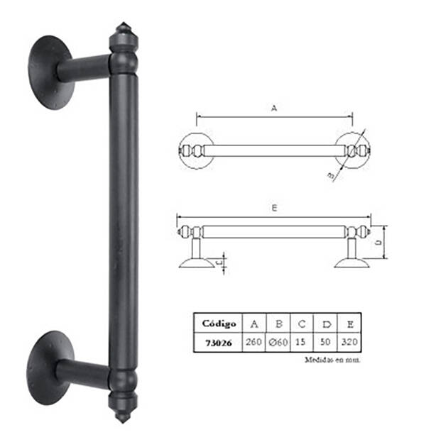 TIRADOR BARRA 260M/M ESCUDO 60 M/M IMEX - 73026