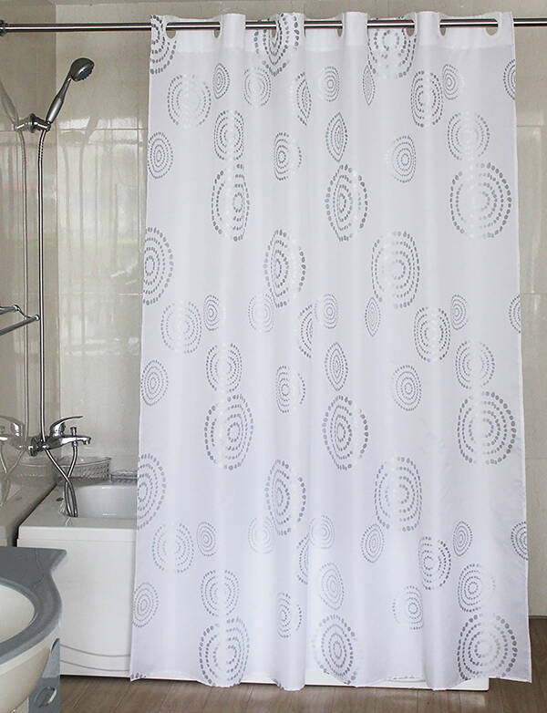 CORTINA BAÑO TEXTIL ANILLA FACIL PLATA DINTEX 180X200 CM 02959