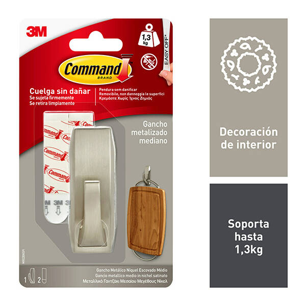 PERCHA METALICA MEDIANO NIQUEL 3M COMMAND - MR02-BN