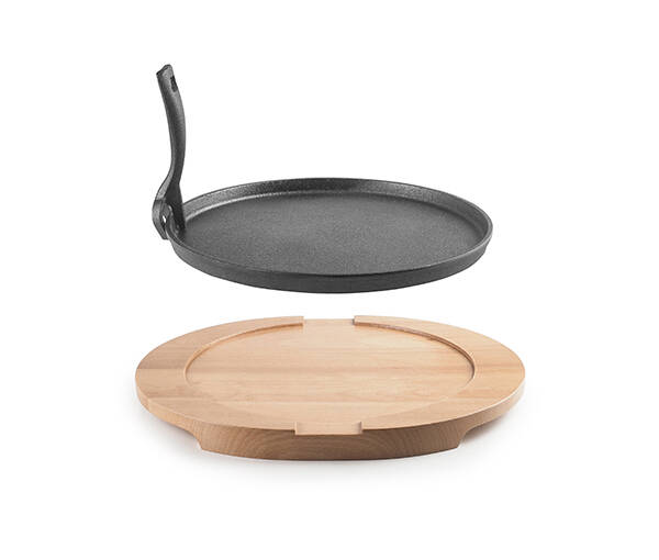 PLATO HIERRO FUNDIDO C/BASE MADERA IBILI 26 CM 627026