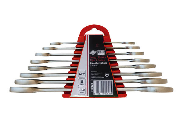 LLAVE FIJA 2 BOCAS JGO 8 PZ PROFER TOP 6-22 MM PT0838