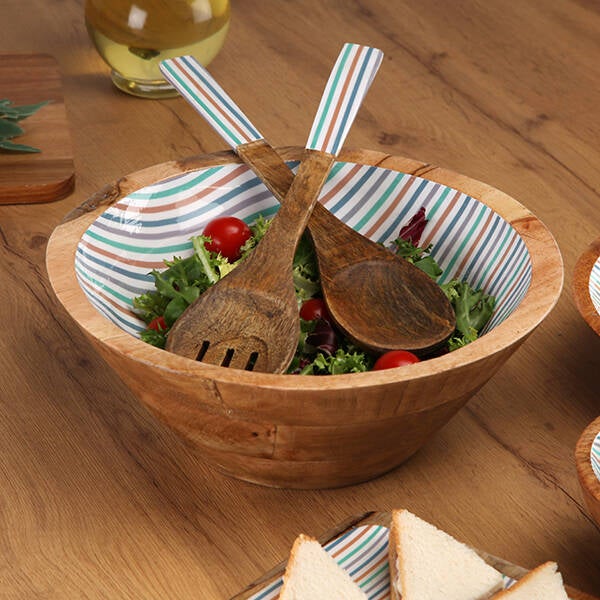 ENSALADERA MADERA RAYAS VERSA 30X30X10CM 17370611