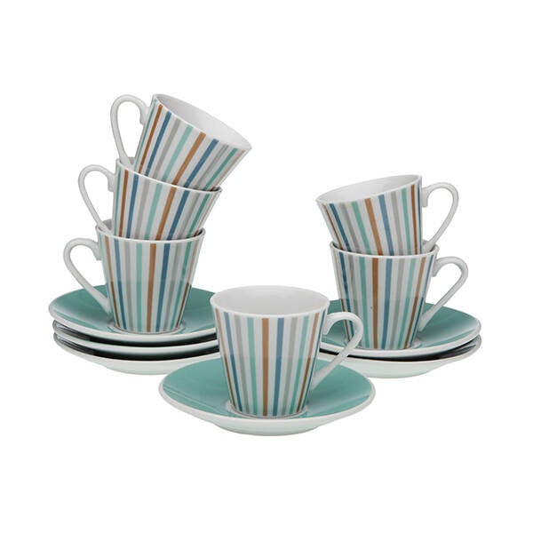 TAZA CAFE PORCELANA RAYAS SET-6 VERSA 80 ML 20090609