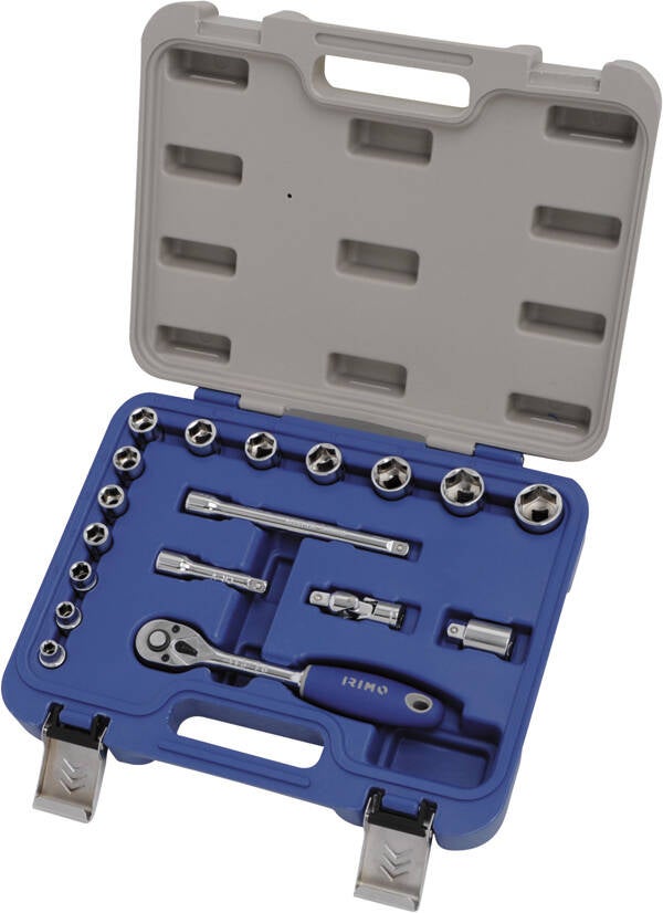 LLAVE VASO JGO 18 PZ+CARRACA IRIMO 3/8'' 119-18-4