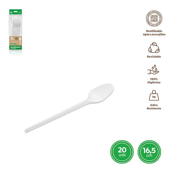CUCHARA BASICA PS REUT. BLANCA B/20 MAXIPRODUCT 165 MM 1150R