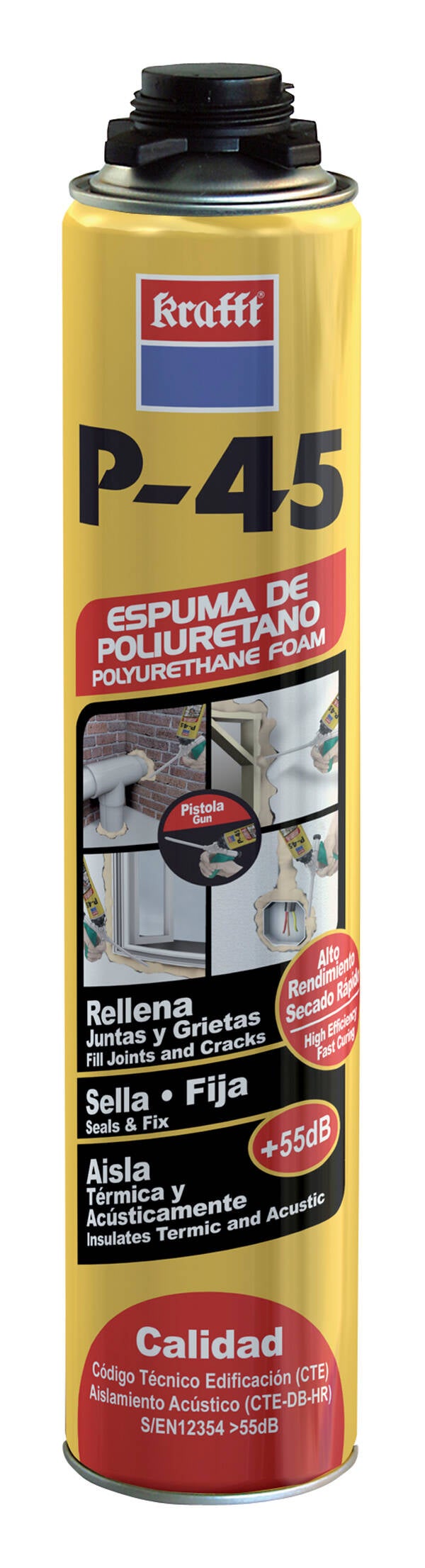 ESPUMA POLIURETANO PISTOLA KRAFFT 750 ML 50095..