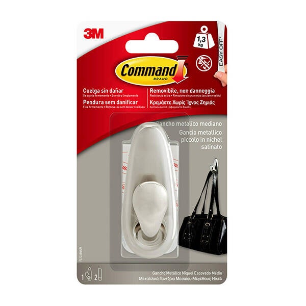 PERCHA ADHESIVA NIQUEL PULIDO 3M COMMAND 1,3 KG FC12-BN