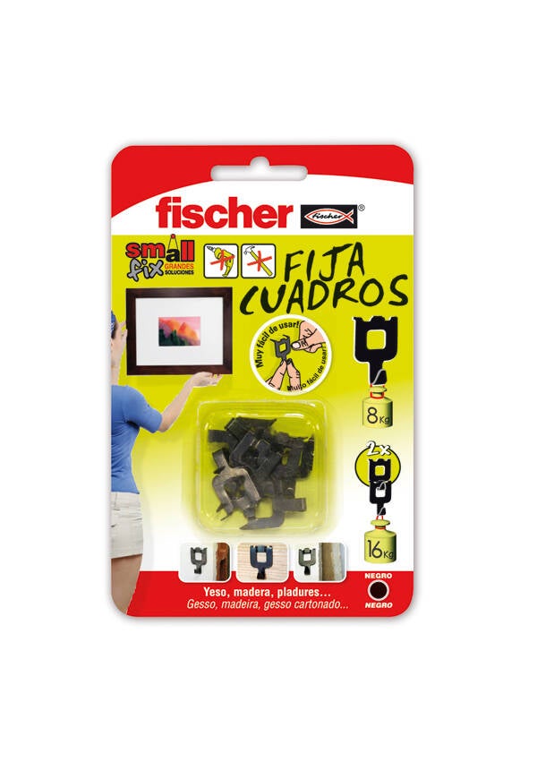 CUELGACUADRO SIN CLAVOS 8 PZS FISCHER 8 KG 518168 NEGRO