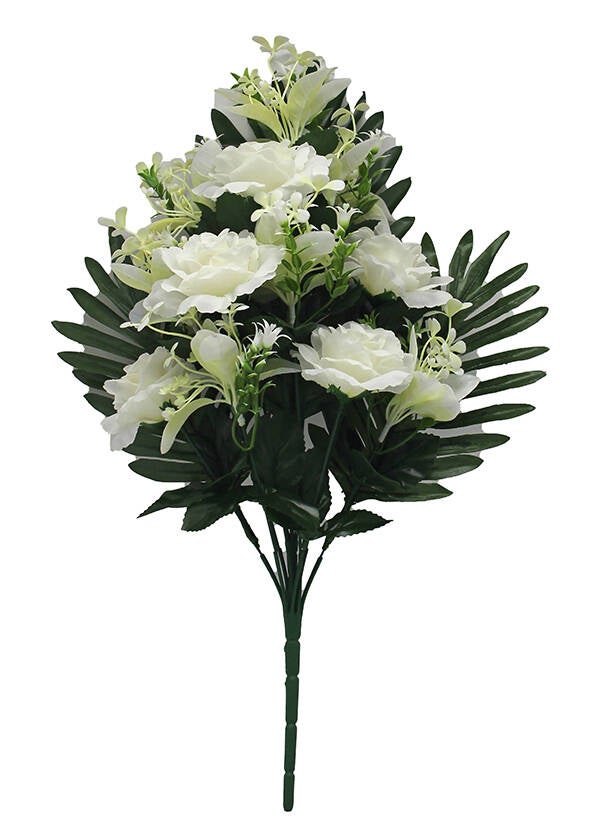 RAMO PALMA ROSAS X12 BLANCO SINDER 58 CM 1701220