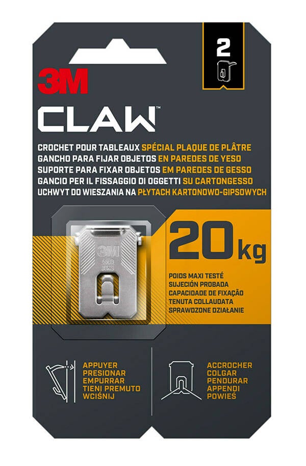 CUELGACUADRO S/CLAVO PLADUR 2 PZS 3M 20 KG 3PH20-2WMR