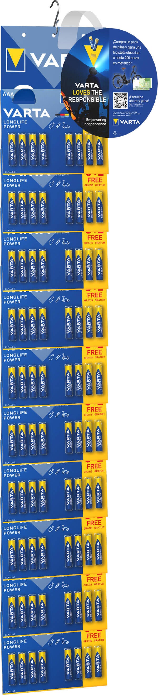 PACK 10 BLISTER 6+2 PILAS ALCALINA LR03 AAA VARTA 1,5 V 04903121428