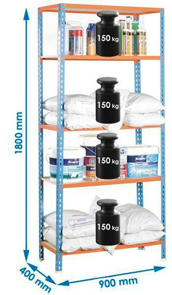 ESTANTERIA S/T AZUL/NARANJA+MA PROFER TOP 180X90X40 PT0972