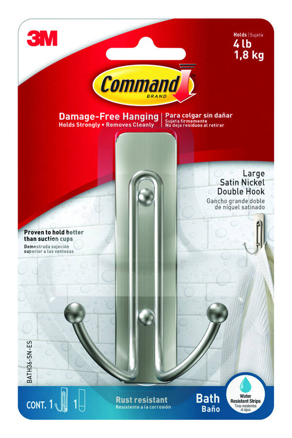 PERCHA ADHESIVA DOBLE NIQ SAT 3M COMMAND 1,8 KG BATH36-SN-ES