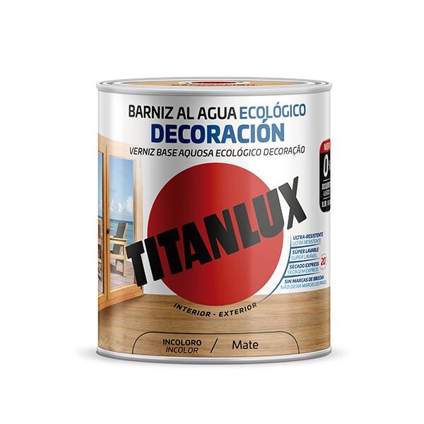 BARNIZ ECO DECO AGUA MAT INCOLORO TITANLUX 750 ML 5699627
