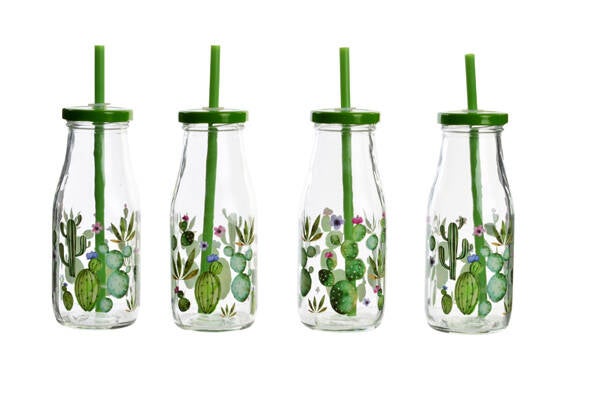 BOTELLA CRISTAL CACTUS SET-4 ITEM 14X13X20CM SM-141958