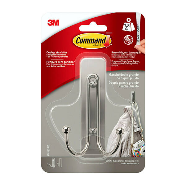 PERCHA DOBLE GRANDE NIQUEL 3M COMMAND - 17036