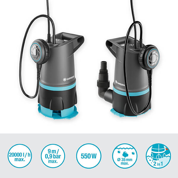ELECTROBOMBA 2 EN 1 A SUCIA/LIMPIA 20000 L/H GARDENA 550 W 9018-47