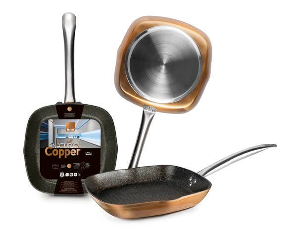 SARTEN GRILL INDUC. ALUM COBRE IBILI 28X28 CM 495228