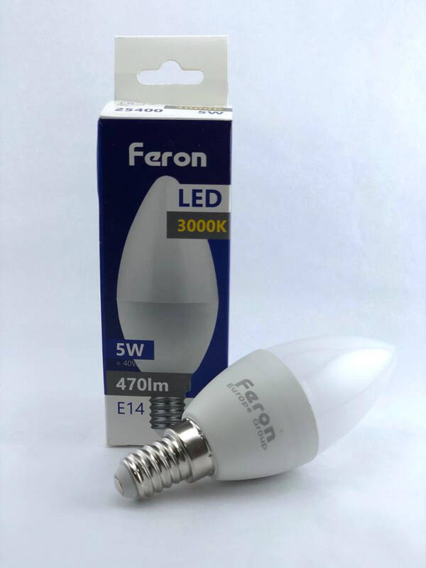 LAMPARA LED VELA E14 LC 3000K 450LM FERON 5 W 25400