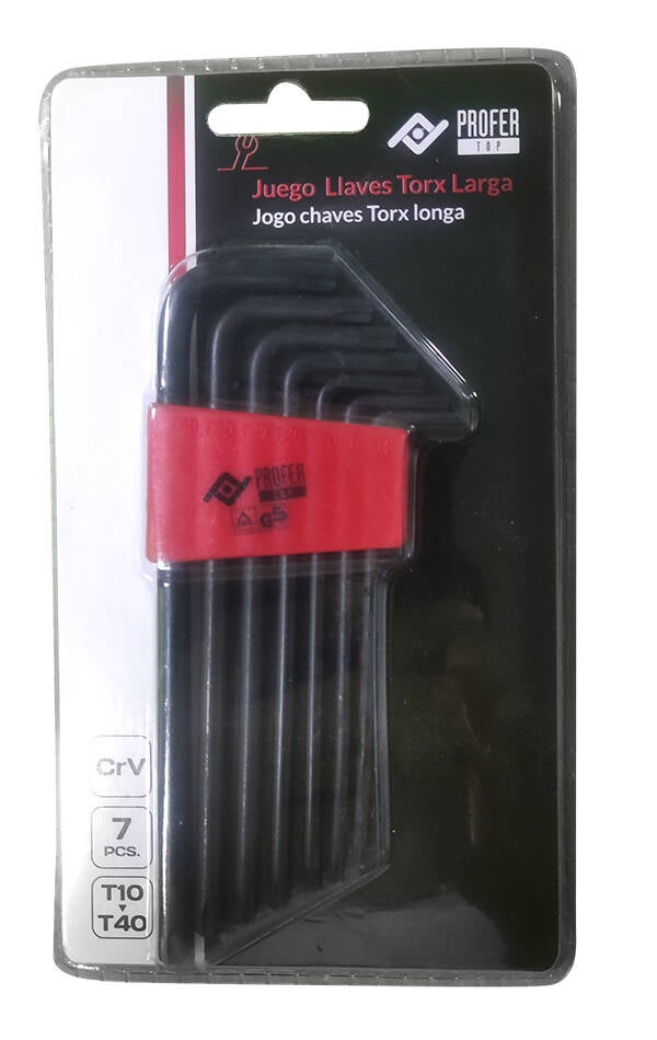 LLAVE TORX LARGA JGO 7PZ PROFER TOP T10-T40 PT0793