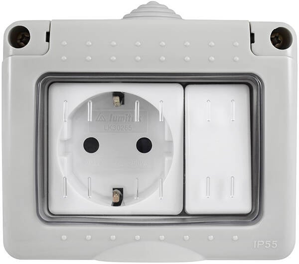 CONMUTADOR Y BASE SUPERFICIE ESTANCO SCHUKO C/TT PROFER HOME 16 AMP PH1628